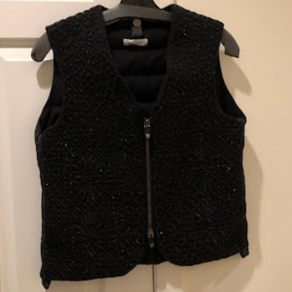 SOLD Valentino Beaded Embroidered Padded Back Jacket Vest  Color Black Size 40